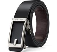 MALSSE Cinturón de correa de fácil ajuste para negocios, elegante cinturón de cuero para hombre, cierre automático, accesorio de cintura multicolor con cierre de trinquete, plata, 120 cm