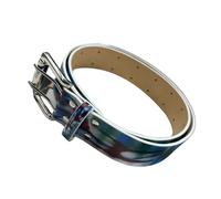 MALSSE Cinturón de graffiti de poliuretano con hebillas de doble pin para un cierre seguro y longitud ajustable en moda retro cinturón de tela ajustable, Azul y marrón., Talla única