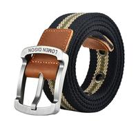 MALSSE Cinturón de lona con hebillas ajustables, diseño simple, para senderismo, actividades escolares y atuendo diario, cinturón de lona Unsiex para adultos, e, 120 cm