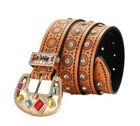 MALSSE Cinturón de moda para mujer con metal y piedras preciosas, versátil cintura para vestidos y jeans versátil, 120 cm, Talla única