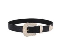 MALSSE Cinturón punk de poliuretano para jeans, cinturón de rock and roll, hebilla brillante con diamantes de imitación incrustados, cadena de cintura gótica, Negro, Talla única