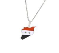 MALSSE Collar con colgante de mapa de Siria, cadena única para el cuello, elegante colección de joyas para amantes de los viajes y entusiastas de la cultura, colgante de recuerdo de viaje, talla única