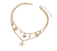 MALSSE Collar de concha de varios colores, joyería sofisticada, cadena apilable de moda para fiestas en la playa, uso diario, collar de playa para mujer, talla única, como se describe, como se