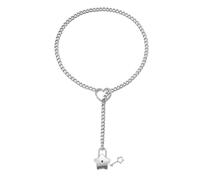 MALSSE Collar de corazón de longitud ajustable con colgante de aleación resistente en estilos de cadena cubana para mujeres de moda con colgante de estrella, talla única, como se describe, como se