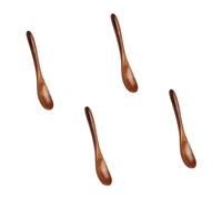 MALSSE Cuchara de madera Nanmu hecha a mano con revestimiento lacado, herramienta de cocina multiusos para café, sopa y postre, 4 estilos únicos de miel de madera