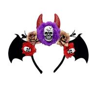 MALSSE Diadema de calavera de Halloween, accesorio para peinar el cabello con flor serie oscura Harihoop para reuniones familiares, fiestas, celebraciones, Halloween, accesorio para la cabeza