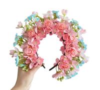 MALSSE Diadema de flores hecha a mano para decoración del cabello, diadema de festival con flores de seda de doble cara con clip para el pelo floral, horquilla para el pelo de boda