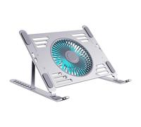 MALSSE Dispositivo de refrigeración para portátil con panel de aleación de aluminio, diseños plegables y ventiladores de bajo consumo, elevadores de almohadilla de refrigeración para laptop