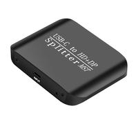 MALSSE Divisor HDTV 1 en 2 salidas USB C Displayport 4K 60Hz Tipo adaptador de vídeo para laptop, tablet, carcasa de metal USB