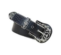 MALSSE Edgy - Cinturón punk para mujer con hebilla y ojales de metal, correa de cintura ajustable de piel sintética para jeans, hebillas, remaches, cinturón para hombre, Patrón de cocodrilo, Talla