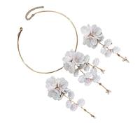 MALSSE Eleagnt - Juego de collar y aretes colgantes con diseños florales para mujer, joyería portátil para mujer, combinación de resina de aleación resistente, colección de accesorios florales