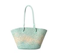 MALSSE Elegante bolso de mano de paja de color graduado para mujer, gran capacidad, bolsa de hombro para playa, vacaciones, cesta colorida para mujer, azul (lake blue), One Size