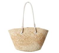 MALSSE Elegante bolso de mano de paja de color graduado para mujer, gran capacidad, bolsa de hombro para playa, vacaciones, cesta colorida para mujer, c, One Size