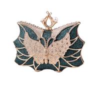 MALSSE Elegante bolso de noche con flores y mariposas con diamantes de imitación, bolso de hombro para cóctel, boda y fiestas, bolso de noche brillante, Blue, One Size