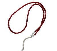 MALSSE Elegante cadena de suéter chapada en oro con colgante de cuentas de corazón de ágatas, accesorio de moda versátil para mujer, uso casual, joyería chapada en plata, talla única, como se describe