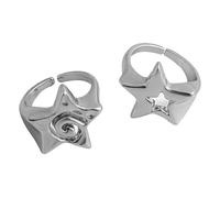 MALSSE Elegante colección de anillos de estrella, elegante adorno de estrella, accesorio de moda para mujer, anillos de moda para mujer, Silver, como se describe, como se describe