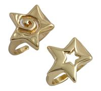 MALSSE Elegante colección de anillos de estrella, elegante adorno de estrella, accesorio de moda para mujer, anillos de moda para mujer, Gold, como se describe, como se describe