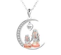 MALSSE Elegante collar de luna creciente en forma de corazón con colgante de árboles de la vida, regalo para el día de la madre, cadena ajustable Kirsite, colgante de lunas únicas, One Size, como se