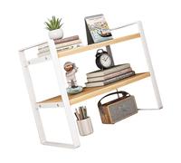 MALSSE Estantería organizadora de escritorio de diseño simple para escritorio de oficina, estantería de hierro y madera para estudiantes, ahorro de espacio, solución de almacenamiento