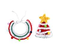 MALSSE Gorro de Papá Noel de punto para perros y gatos, bandanas, disfraz de vacaciones para cachorros pequeños, ajustable, gorro de Papá Noel, gorro y juego de brocas, traje de Navidad
