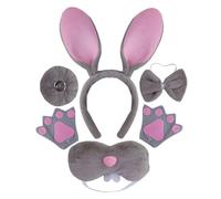 MALSSE Juego de accesorios para disfraz de conejos, diademas, corbatín, cola, guante, tutú, falda, kit de accesorios para cosplay de animales
