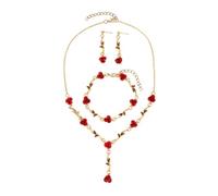 MALSSE Juego de collar y aretes con colgante floral para mujer, accesorios de joyería elegantes con temática de flores, accesorio de uso diario, joyería versátil