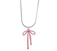 MALSSE Llamativo collar con un colgante de lazo para cumpleaños, día de San Valentín, joyería de moda, regalo elegante de flores, talla única, como se describe, como se describe