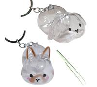 MALSSE Llavero conmemorativo de pelo de mascota transparente con forma de conejo, caja de almacenamiento con pinzas para propietarios, regalo de colección de pelo