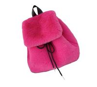 MALSSE Mochila peluda de felpa para mujer, bolsa de hombro pequeña suave con cordón y fundas de solapa para uso diario, mochila de felpa, d