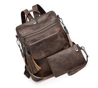 MALSSE Mochila retro de piel sintética para tienda, libros, paraguas, teléfono, portátil, gran capacidad para viajes, compras, escuela, mochila de gran capacidad, mochila escolar para estudiantes