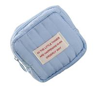 MALSSE Neceser cuadrado de estilo coreano, bolsa de maquillaje estética, bolsa de cambio, bolsa pequeña con cremallera, bolsa de lavado, azul claro