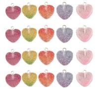 MALSSE Paquete de 20 colgantes coloridos de oso de dibujos animados mixtos con forma de corazón y estrella para llaveros creativos y accesorios de moda