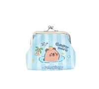MALSSE Pequeña bolsa de almacenamiento de dibujos animados Capybara, monedero con cierre de beso, cartera de piel sintética, bolsa de cambio para niña, 1