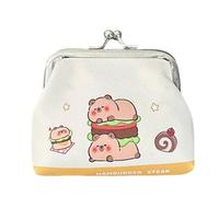 MALSSE Pequeña bolsa de almacenamiento de dibujos animados Capybara, monedero con cierre de beso, cartera de piel sintética, bolsa de cambio para niña, 3