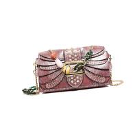 MALSSE Práctica bolsa cuadrada de poliuretano con acabado texturizado, correa de cadena, bolso cruzado para uso diario y eventos sociales, noche de moda, Purple, One Size