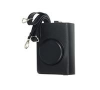 MALSSE Práctica funda de cámara antiarañazos con diseño de correa, funda de transporte portátil, textura de piel, adecuada para guardar la funda de la cámara, Black