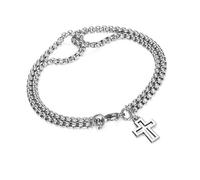 MALSSE Pulsera de acero con cruces entrelazadas, unisex, regalo de moda, unisex, pulsera de cadena