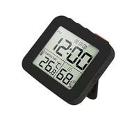 MALSSE Reloj despertador digital con 3 alarmas, pantalla LCD, retroiluminación, monitor de temperatura interior, humedad, funciona con pilas, reloj despertador digital