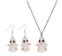 MALSSE Shining Jewelry Set de collar y aretes de Halloween de longitud ajustable, collar con colgante, accesorios de moda y aretes, talla única, como se describe, como se describe
