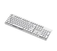 MALSSE Teclado mecánico para juegos de máquina de escribir vintage con retroiluminación blanca de 104 teclas con cable de control multimedia teclado de juego blanco