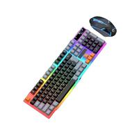MALSSE Teclado para juegos 104 y combo con cable LED retroiluminado de 1600 DPI, para PC, portátil, computadora de escritorio con cable