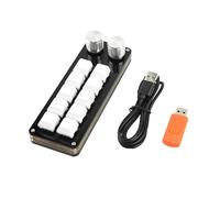 MALSSE Teclado USB para juegos de 10 teclas y 2 perillas, personalizable, programable, copia, teclado pequeño con cable desmontable retroiluminado RGB