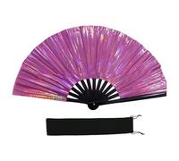 MALSSE Ventilador de mano plegable multicolor reflectante para actividades de baile y fitness, agarre cómodo y fácil de usar. Ventilador de actuaciones Taichi