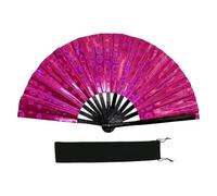 MALSSE Ventilador de mano plegable multicolor reflectante para actividades de baile y fitness, agarre cómodo y fácil de usar. Ventilador de actuaciones Taichi