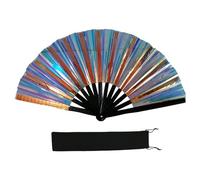 MALSSE Ventilador de mano plegable multicolor reflectante para actividades de baile y fitness, agarre cómodo y fácil de usar. Ventilador de actuaciones Taichi