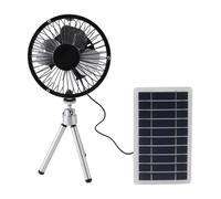 MALSSE Ventilador de silicona monocristalina alimentado por panel solar con soporte de trípode, portátil, para viajes, camping, aire libre, dispositivo de refrigeración con soporte elástico