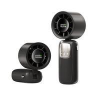 MALSSE Ventilador portátil silencioso con pantalla LED, ventilador compacto recargable para uso en interiores y exteriores, motor de bajo consumo con cordón