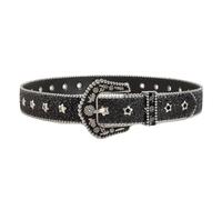 MALSSE Versátil cinturón en relieve, cintura ajustable, a la moda, para mujer, decorativo para fiestas y uso diario, cuero ancho, Estrellas negras, Talla única