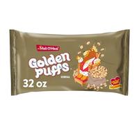Malt-O-Meal Golden Puffs - Cereal para desayuno, bolsa de 32 onzas | Trigo hinchado endulzado con sabor caramelizado, textura crujiente, en un práctico paquete resellable para frescura