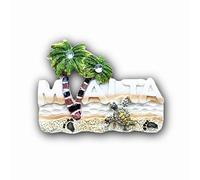 Malta Beach - Imán para nevera 3D de resina, recuerdo de viaje, hecho a mano, decoración para el hogar y la cocina, diseño de Malta